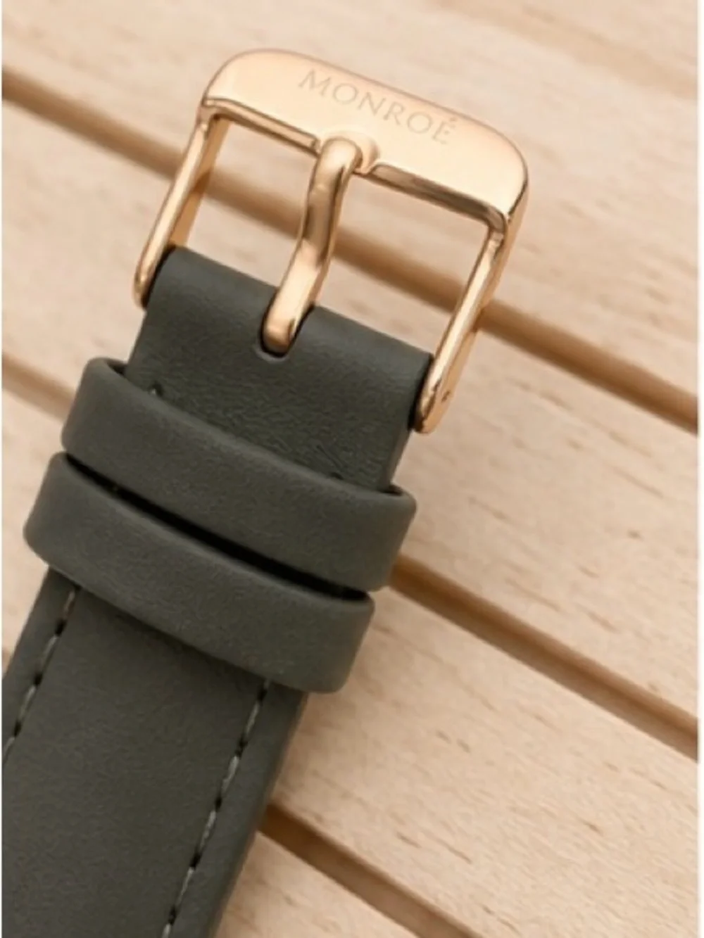 Women's Olive Leather Strap Watch with Rose Gold Case and Blush Dial